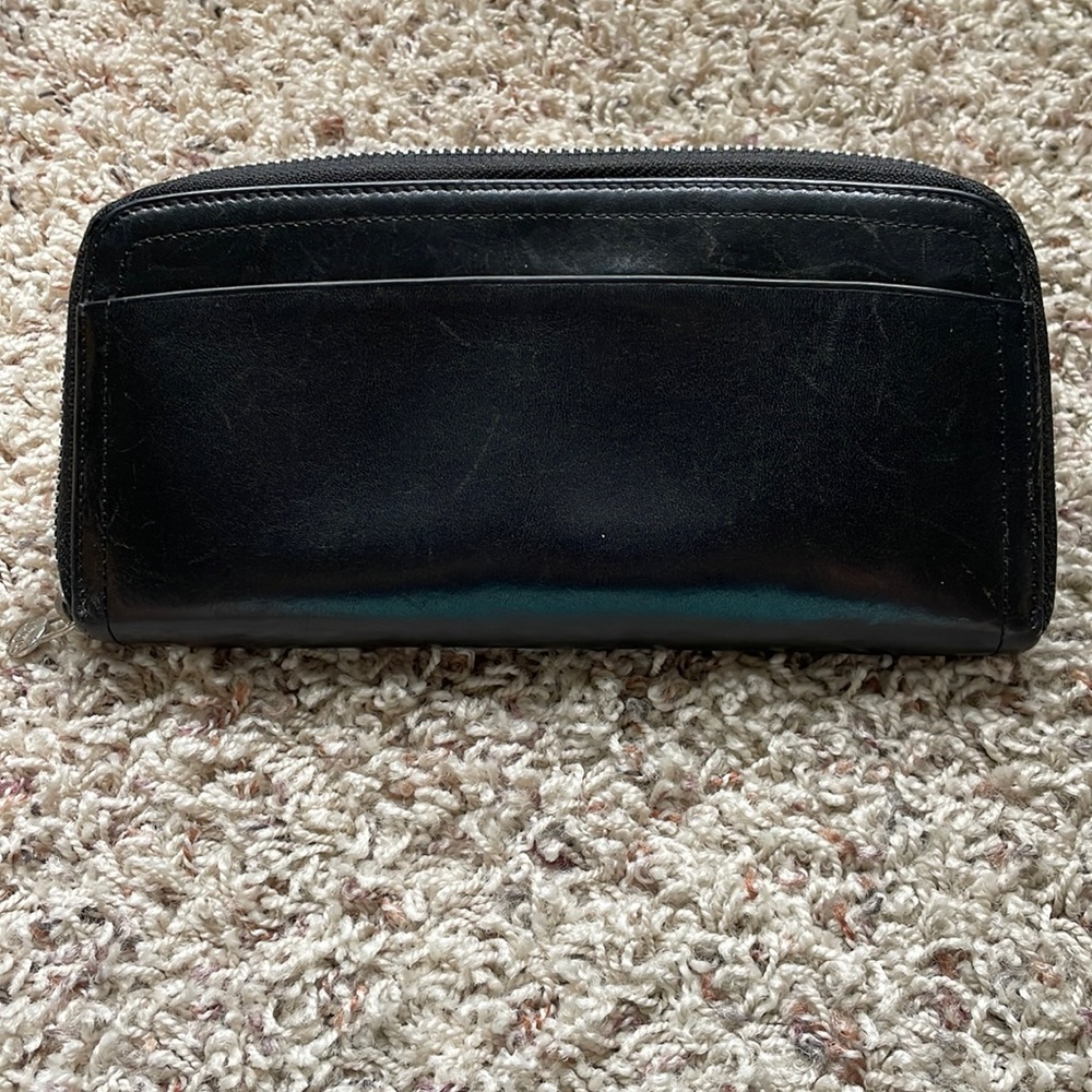 Monsac black leather clutch wallet